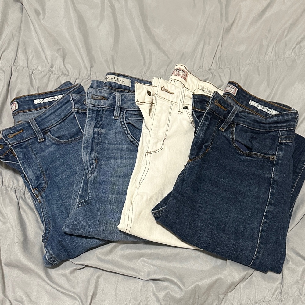 Guess Women's Skinny Jeans Bundle - Dark Blue, Light Blue, White